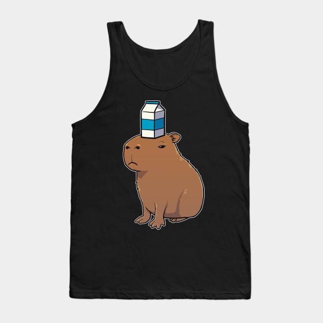 Capybara with Milk on its head Tank Top by capydays